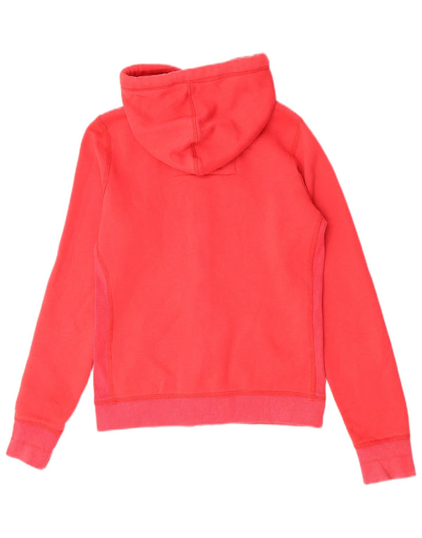 Felpa con cappuccio e zip grafica Hollister da donna UK 14 rosso medio in cotone