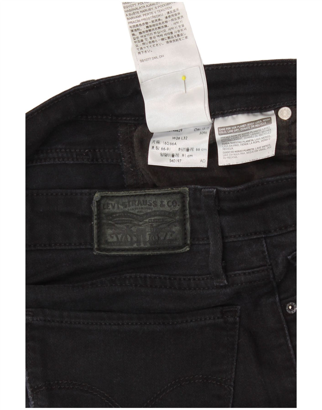 LEVI'S Womens 712 Slim Jeans W26 L32 Black Cotton