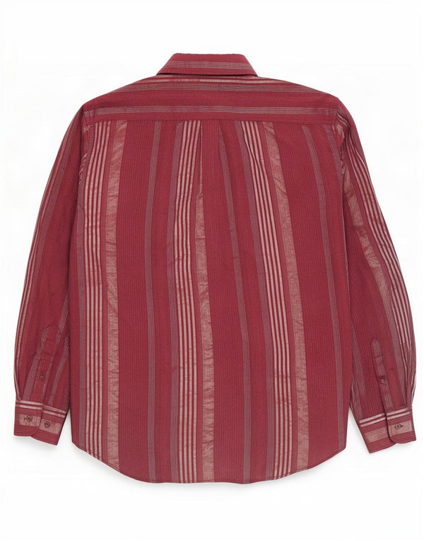 Camicia da uomo Fareast Taglia 18 45 2XL Cotone a righe bordeaux