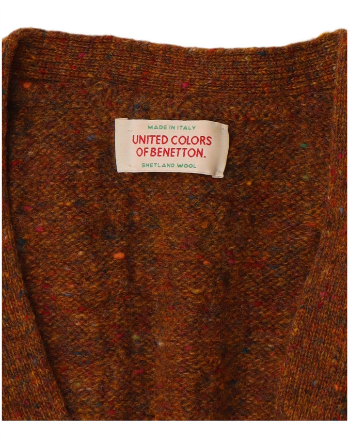 Maglione cardigan da uomo Benetton IT 50 Lana vergine screziata marrone medio