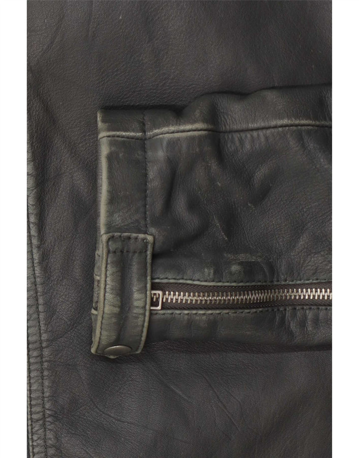 Giacca da motociclista in pelle da donna All Saints UK 12 Grigio medio