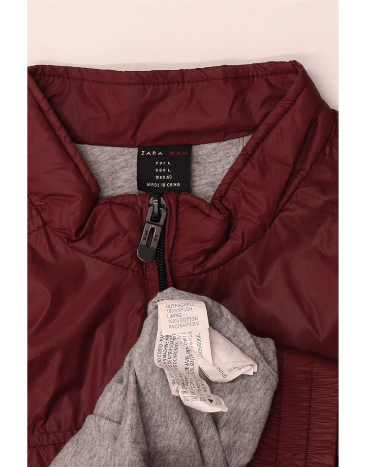 Giubbotto bomber da uomo Zara UK 40 grande nylon bordeaux