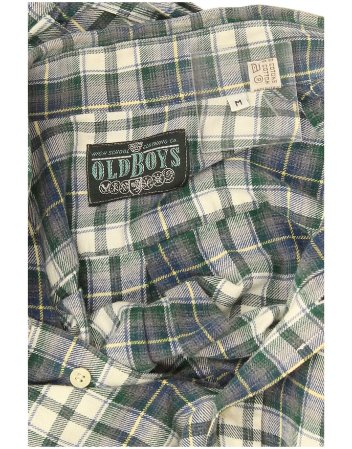 Camicia vintage da uomo in flanella di cotone a quadri verde medio