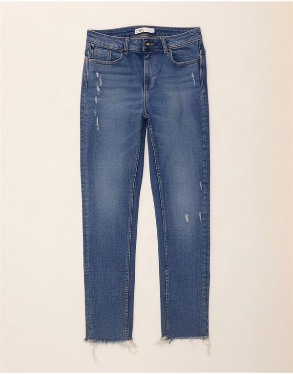 Jeans corti skinny da donna Zara EU 42 Large W32 L26 cotone blu
