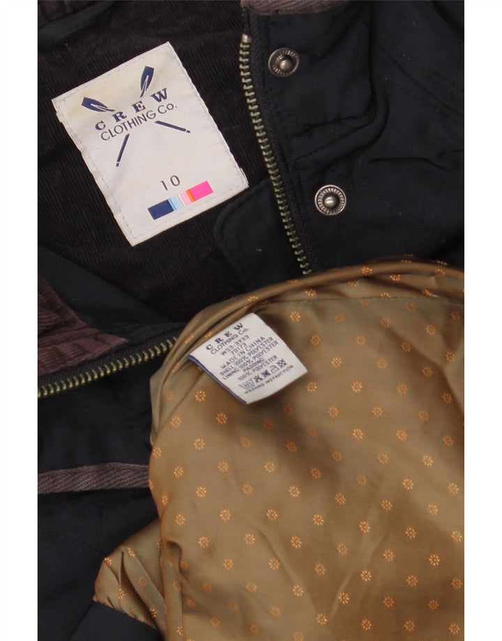 CREW CLOTHING Giacca trapuntata oversize da donna UK 10 piccola blu navy