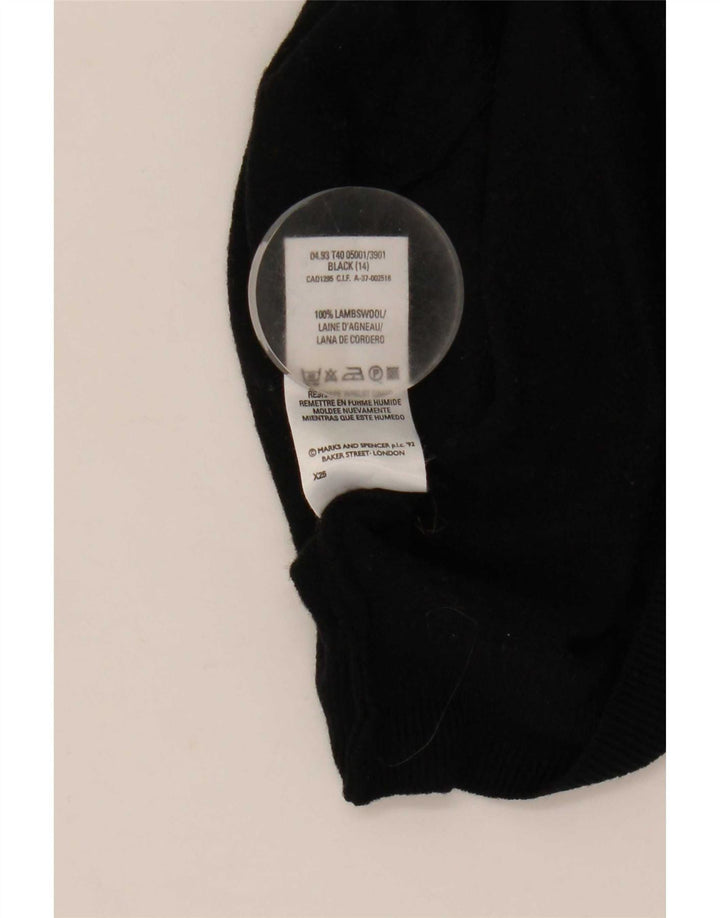 Marks & Spencer maglione corto da donna con collo alto UK 14 grande lana nera