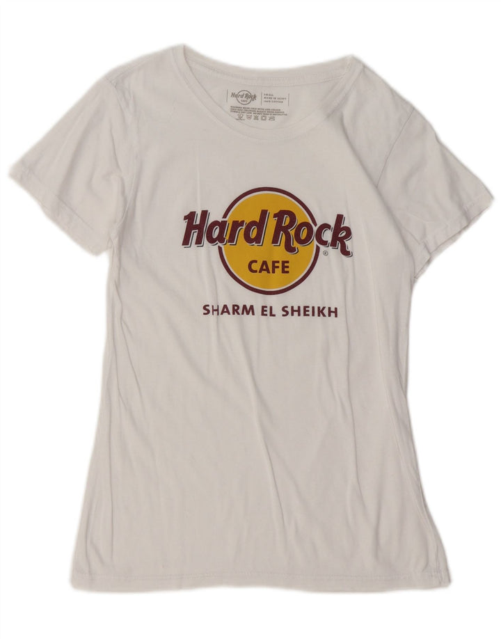 T-shirt grafica da donna HARD ROCK CAFE UK 10 piccola bianca
