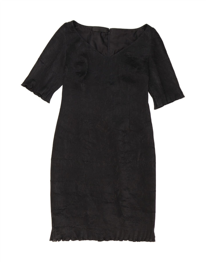 VINTAGE Womens Sheath Dress UK 12 Medium Black Cupro Vintage Vintage and Second-Hand Vintage from Messina Hembry 