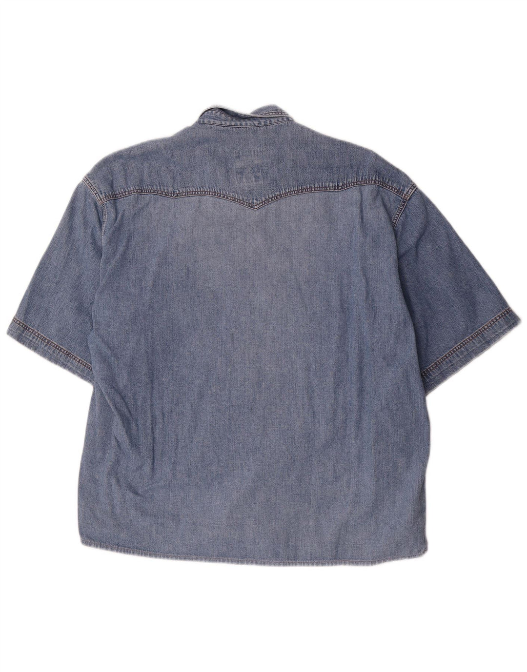 RIFLE Camicia di jeans a maniche corte da uomo in cotone blu medio