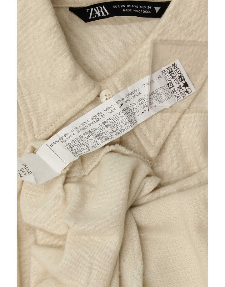 Camicia oversize da donna Zara UK 6 XS cotone bianco sporco