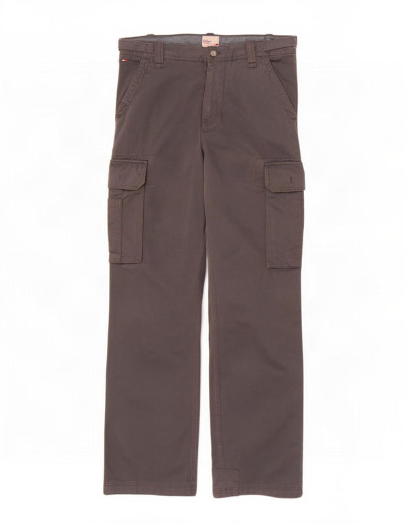 Pantaloni cargo dritti da uomo Tommy Hilfiger W32 L34 cotone grigio