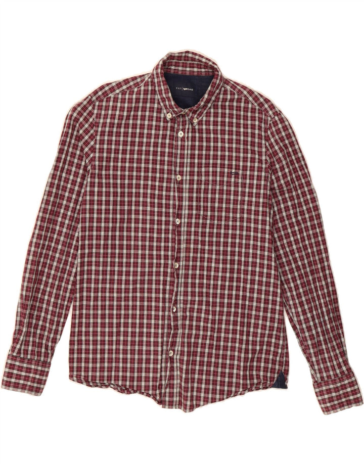 GAS Mens Shirt Large Burgundy Check Cotton Vintage Gas and Second-Hand Gas from Messina Hembry 