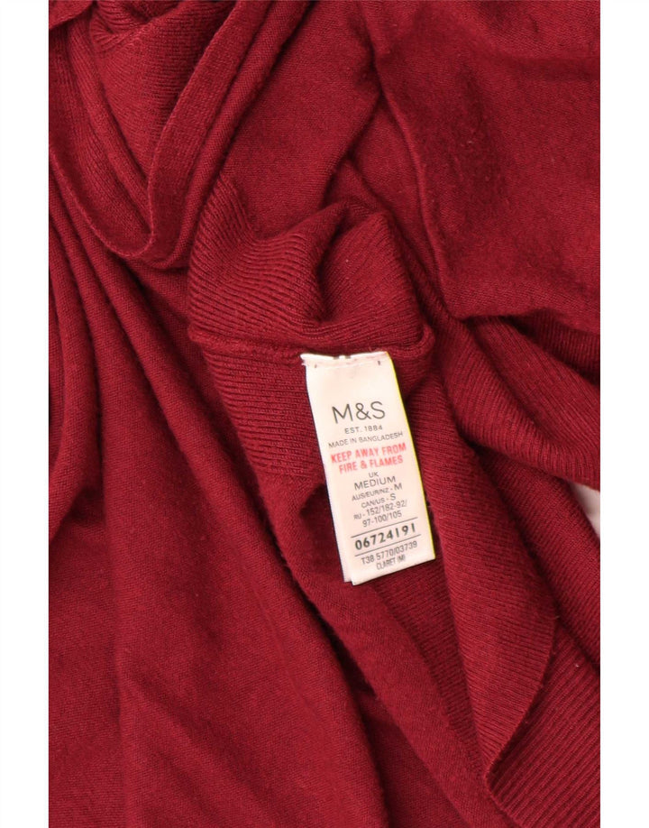 Maglione cardigan aperto lungo da donna Marks & Spencer UK 14 Bordeaux medio