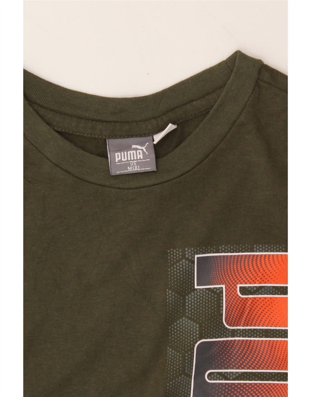 PUMA Boys Graphic Top Long Sleeve 7-8 Years Medium Khaki Cotton Vintage Puma and Second-Hand Puma from Messina Hembry 