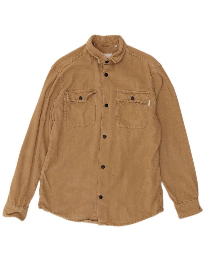 Camicia da uomo in velluto a coste Jack & Jones in cotone beige medio