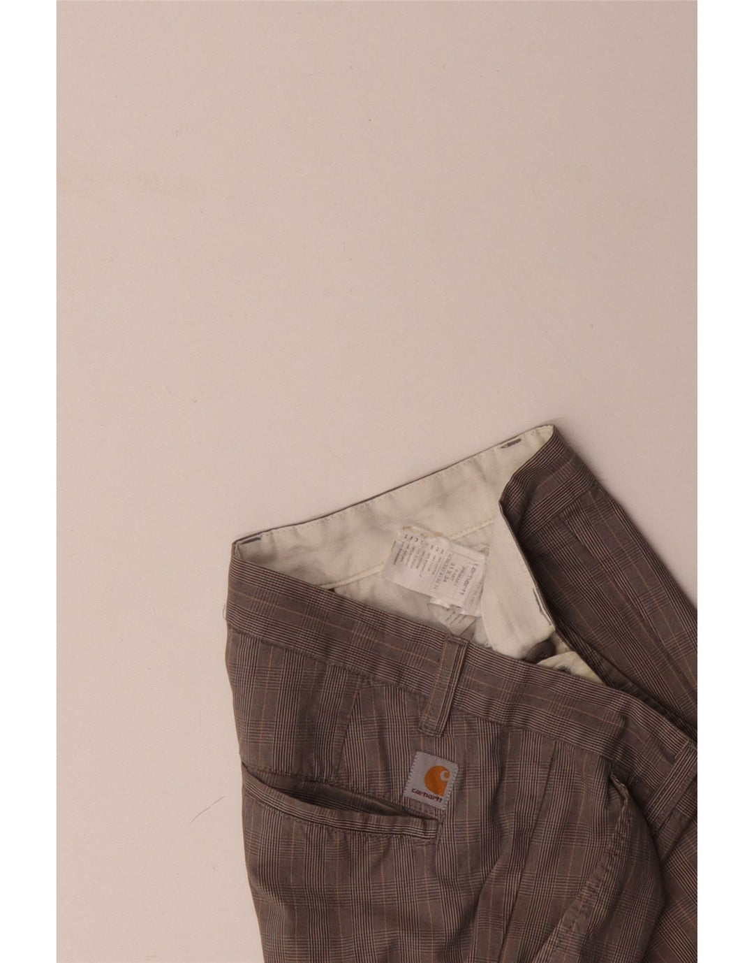 Pantaloni chino dritti da uomo CARHARTT W31 L34 cotone a quadri grigi