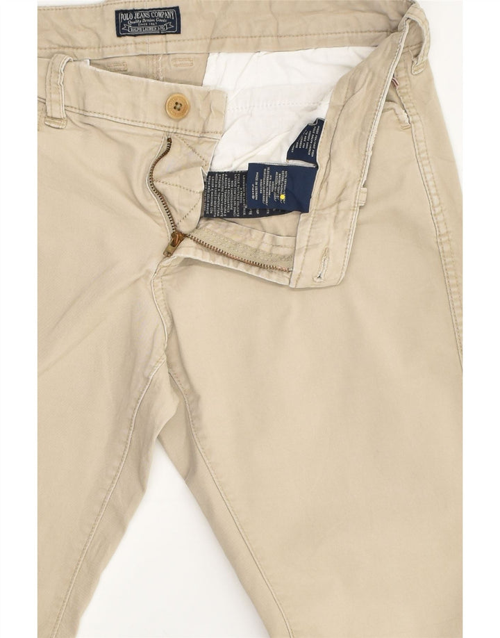 RALPH LAUREN Womens Slim Casual Trousers W33 L28  Beige Cotton | Vintage Ralph Lauren | Thrift | Second-Hand Ralph Lauren | Used Clothing | Messina Hembry 