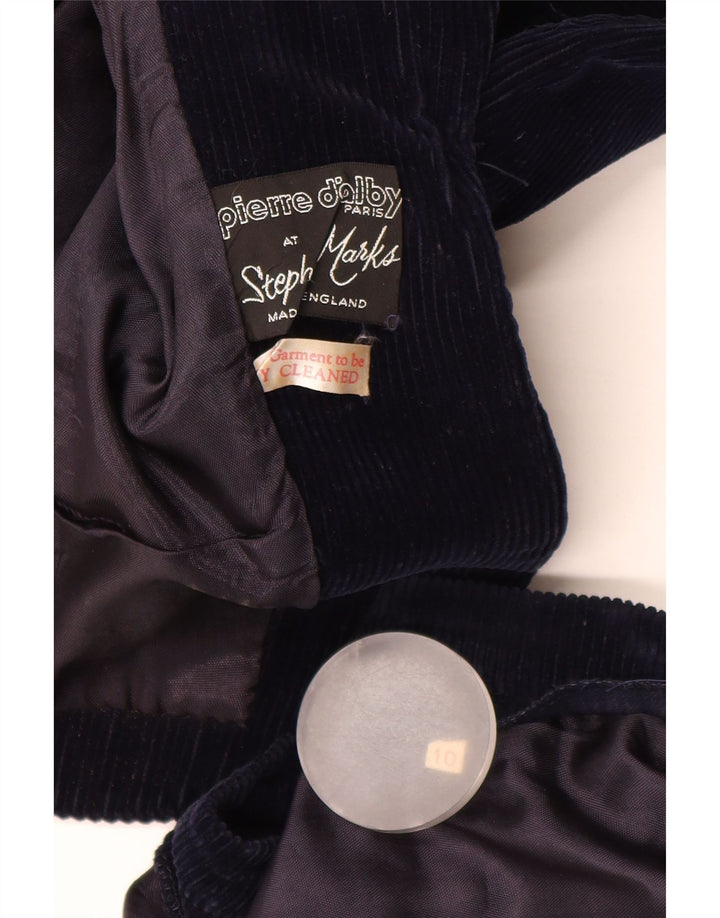 PIERRE D'ALBY Set gonna da donna in 2 pezzi in velluto a coste UK 10 piccolo W24 blu navy