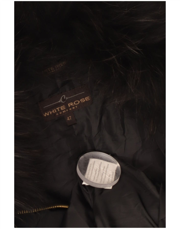 Cappotto vintage da donna con cappuccio IT 47 grande poliestere nero