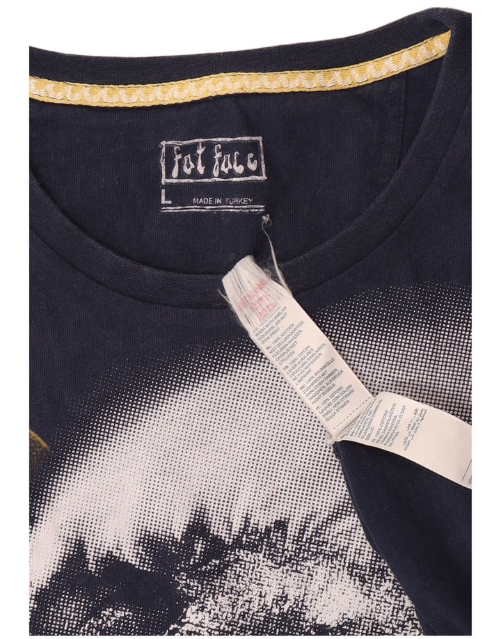 T-shirt grafica da uomo Fat Face Top grande in cotone blu navy