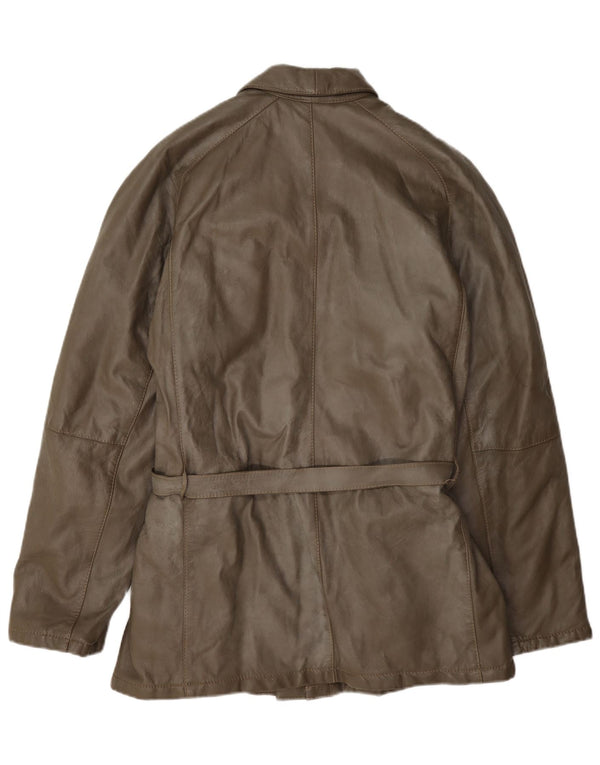Giacca in pelle vintage da uomo IT 48 media kaki