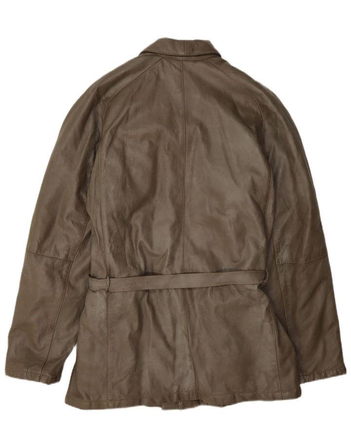 Giacca in pelle vintage da uomo IT 48 media kaki