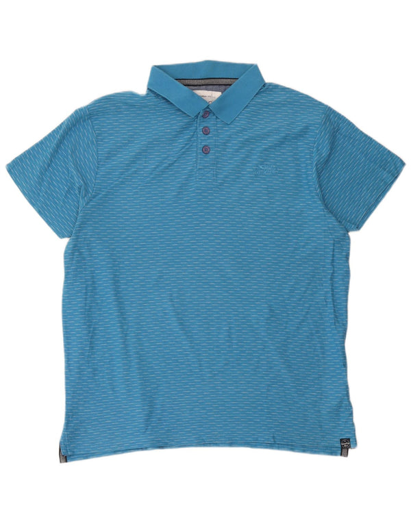 Polo da uomo Weird Fish XL in cotone screziato blu