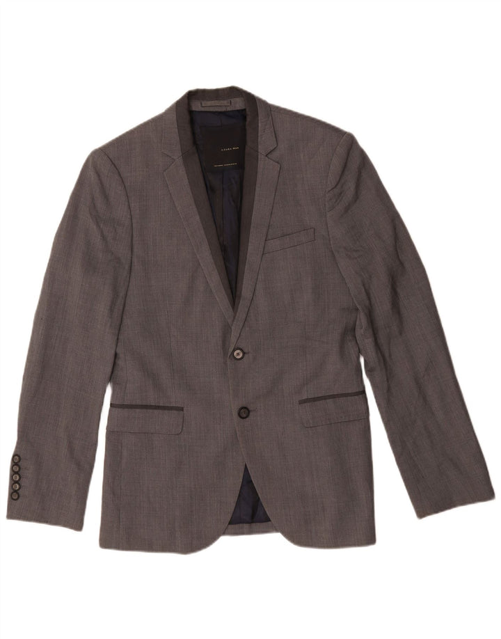 Giacca blazer da uomo a 2 bottoni Zara UK 38 in lana grigio medio
