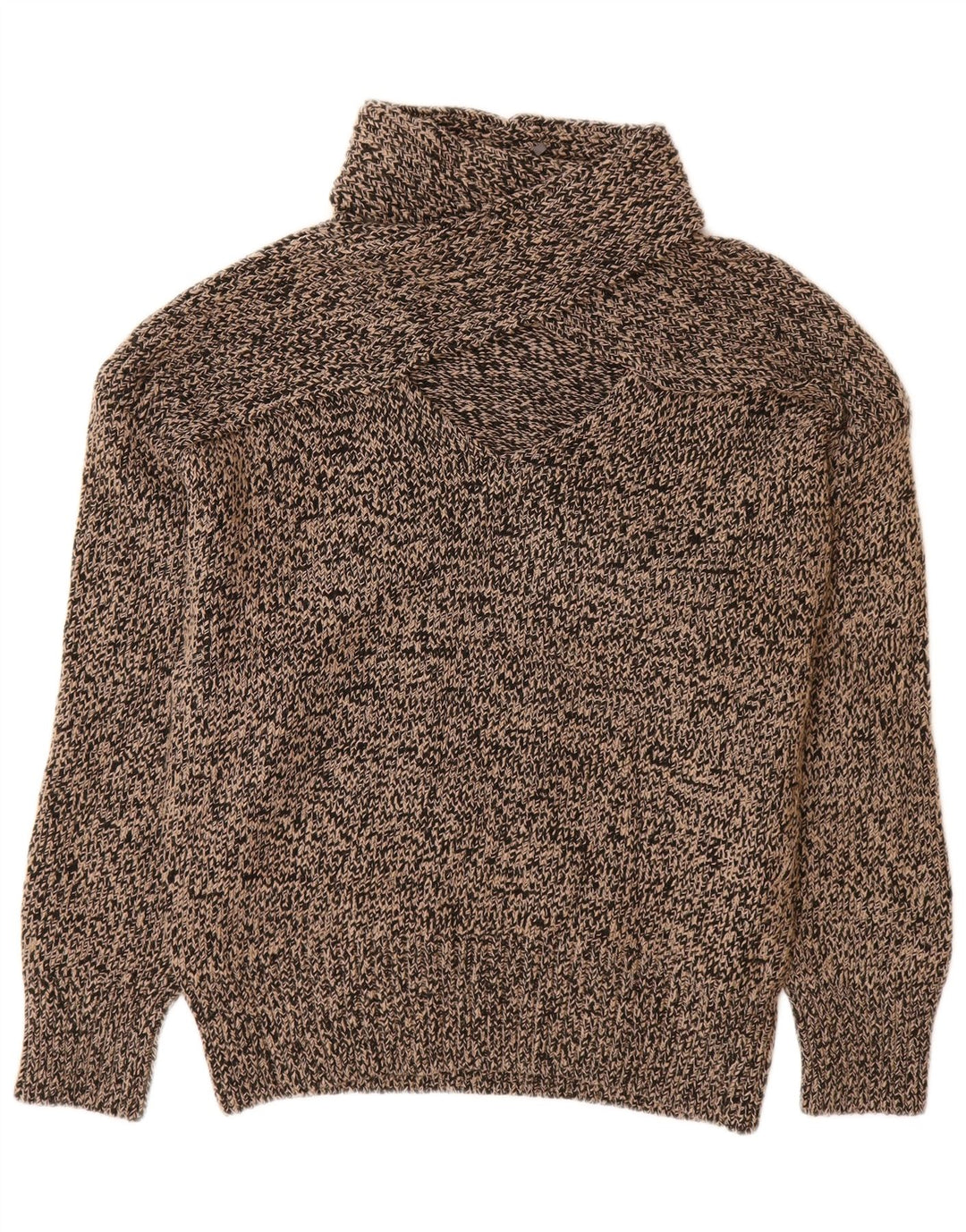 Maglione da donna ZARA con collo alto e collo alto UK 16 Acrilico chiazzato beige grande