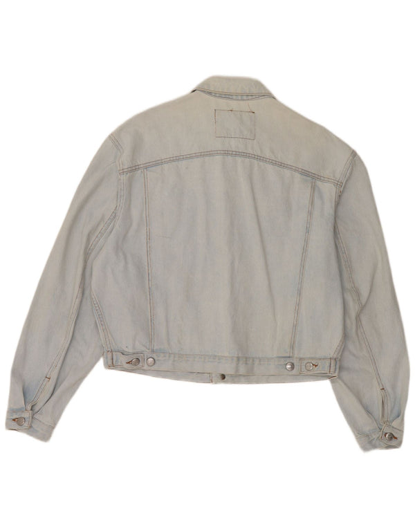 RIFLE Giacca in denim oversize corta da donna UK 10 piccola in cotone blu