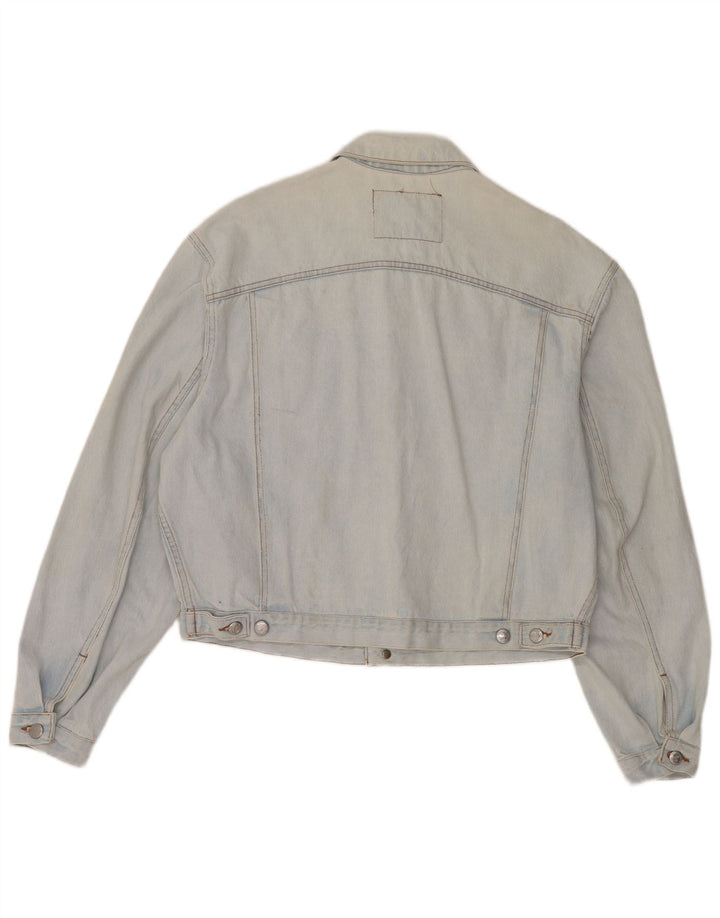 RIFLE Giacca in denim oversize corta da donna UK 10 piccola in cotone blu