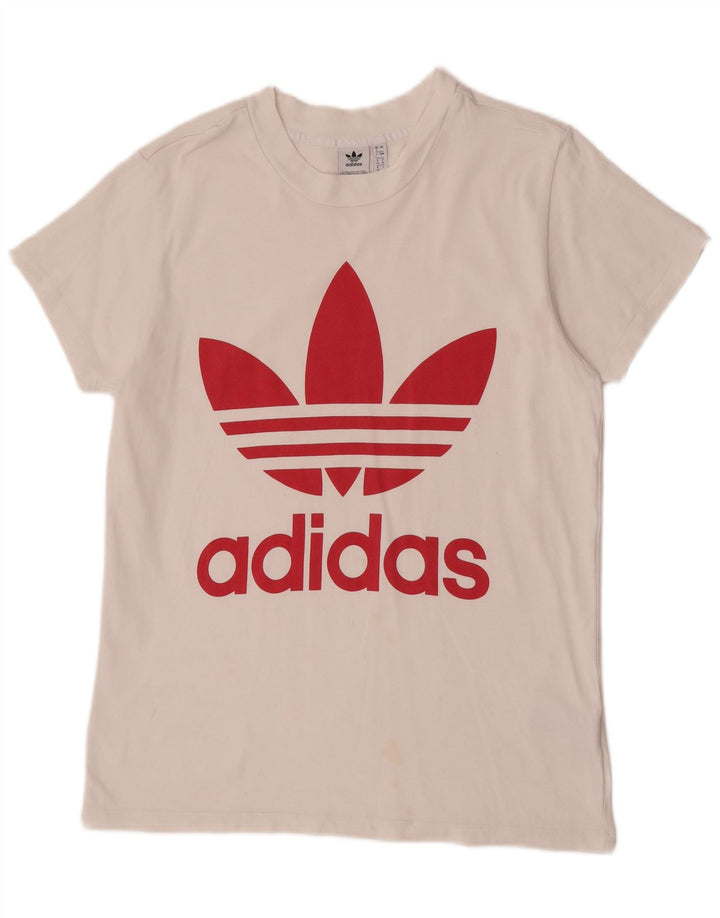 T-shirt grafica oversize da donna Adidas UK 8 piccola bianca