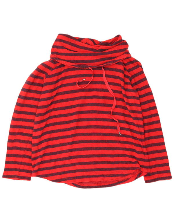 Chaps - Felpa da donna con collo alto, maglione, UK 14, cotone a righe grandi rosse