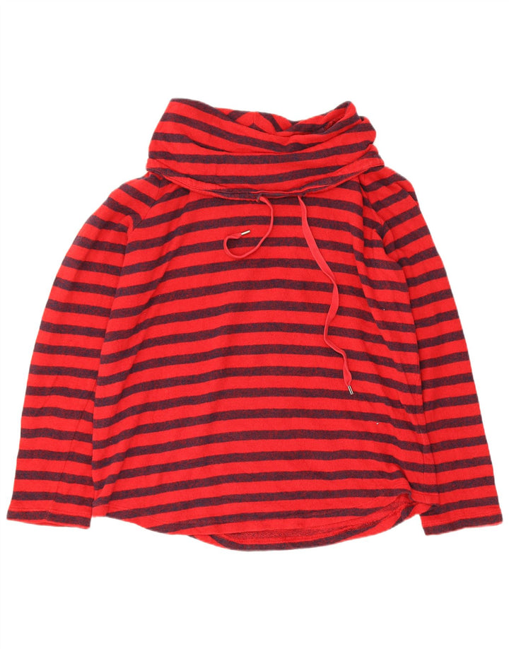 Chaps - Felpa da donna con collo alto, maglione, UK 14, cotone a righe grandi rosse