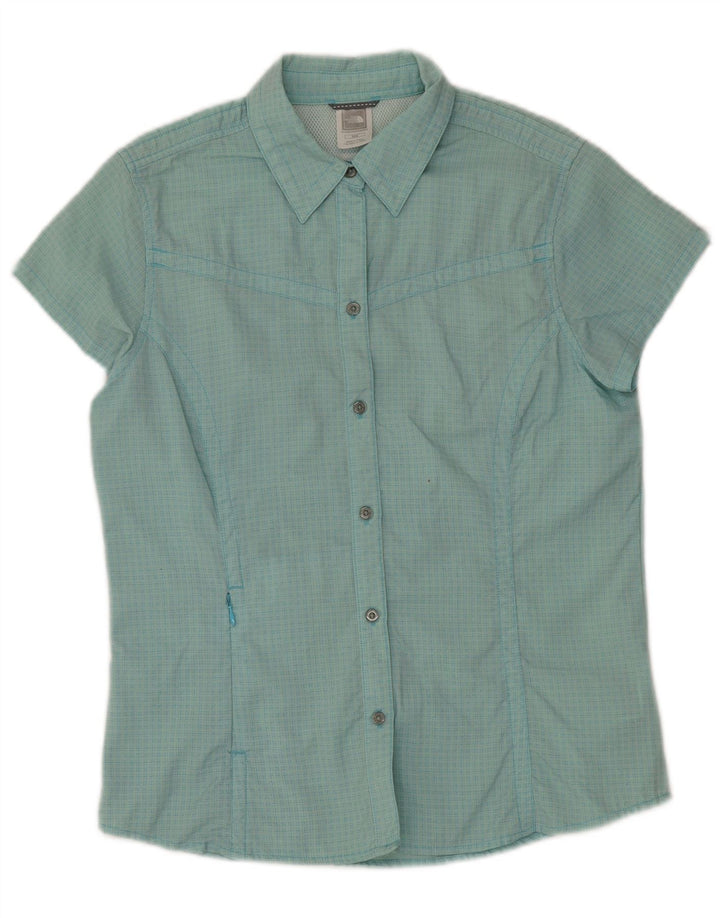 THE NORTH FACE Camicia a maniche corte da donna UK 14 Medio Turchese a quadri