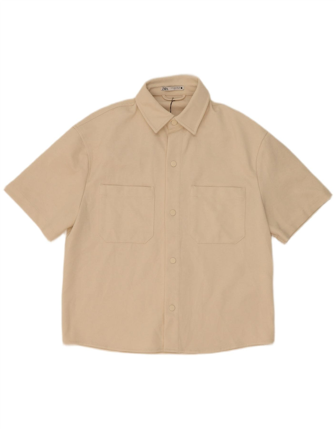 Camicia a maniche corte da uomo Zara in poliestere beige medio