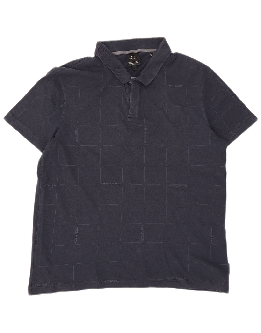 Polo da uomo Armani Exchange grande in cotone a quadri blu navy