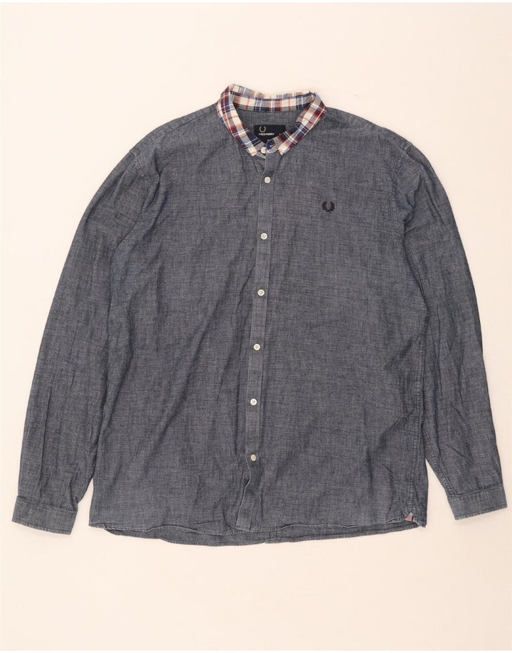 Camicia slim fit da uomo Fred Perry XL blu navy