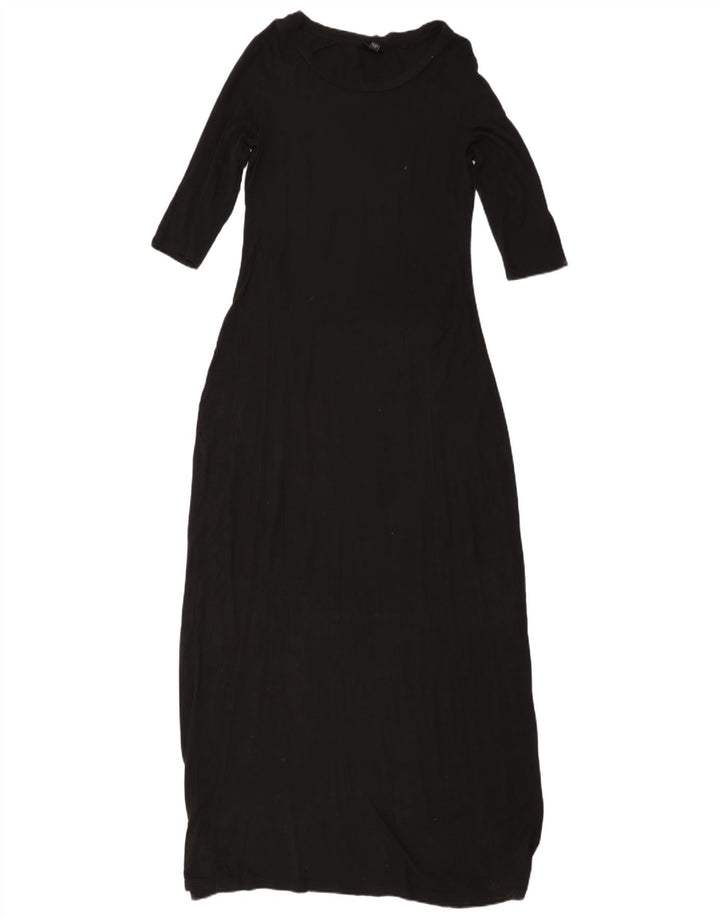 MOSSIMO Abito lungo da donna con maniche a 3/4 UK 10 Small Rayon nero