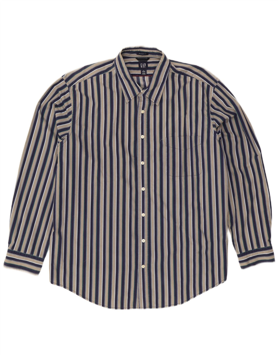 Gap Camicia da uomo vestibilità classica taglia 18 1/2 2XL cotone a righe multicolore