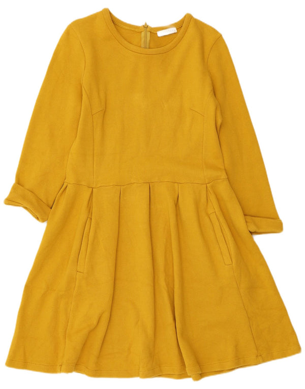 Abito da donna a trapezio con maniche a 3/4 di Whistles UK 16 grande cotone giallo