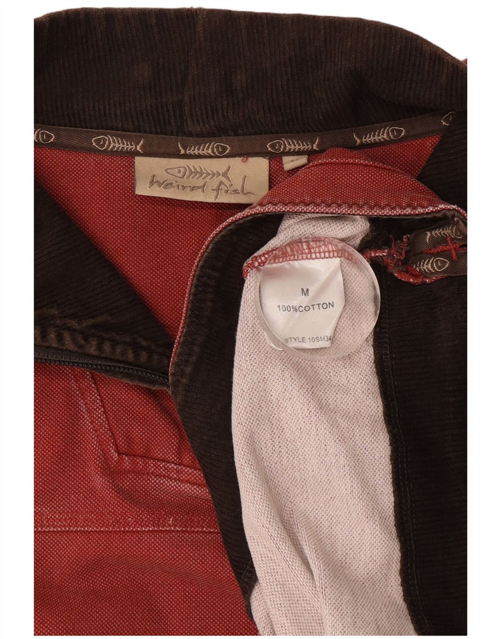 Felpa da uomo con collo con zip Weird Fish, cotone rosso medio