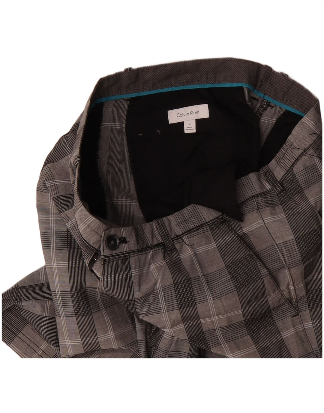 Pantaloncini chino da uomo Calvin Klein W32 cotone a quadri grigio medio