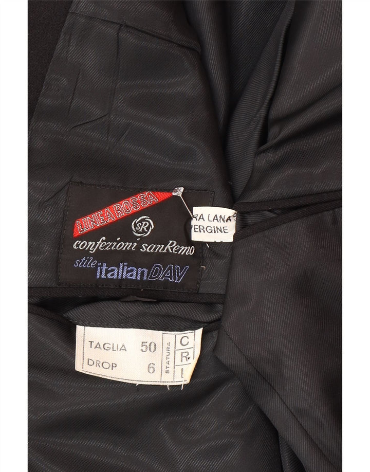 Giacca blazer a 3 bottoni da uomo San Remo IT 50 Large in lana nera