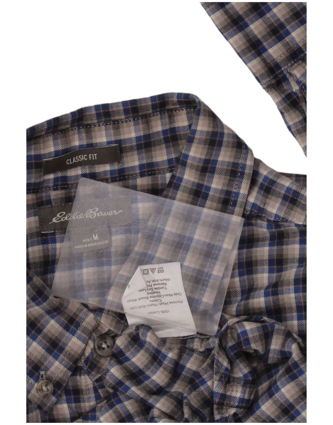 EDDIE BAUER Camicia da uomo in flanella dalla vestibilità classica, cotone a quadri grigio medio