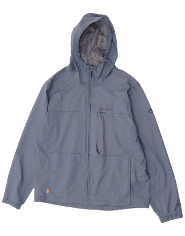 Giacca antipioggia con cappuccio da uomo Timberland UK 40 Large Blu Nylon