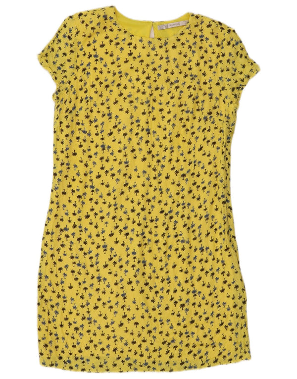 Abito tubino Trafaluc Zara da donna UK 12 giallo medio floreale