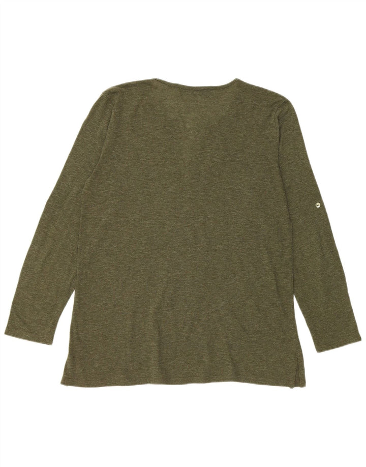 Top Zara da donna a maniche lunghe UK 16 grande verde screziato