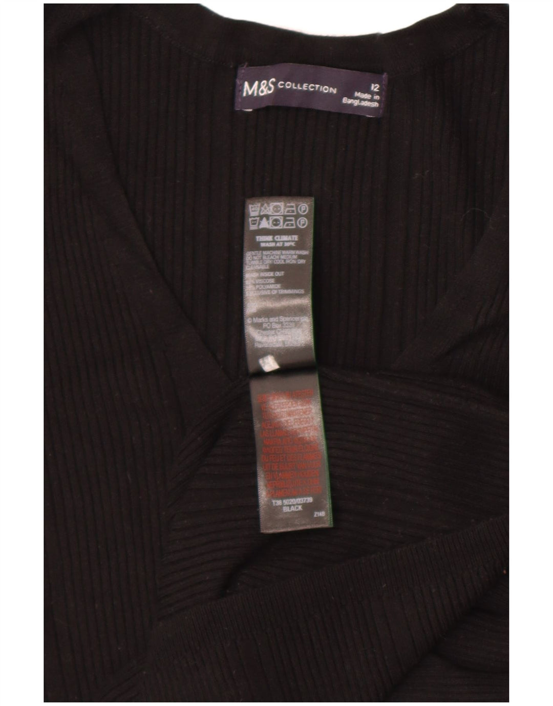Maglione da donna Marks & Spencer con scollo a V UK 12 Viscosa nera media