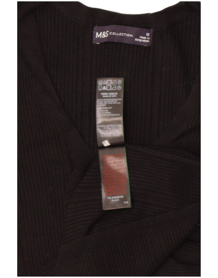 Maglione da donna Marks & Spencer con scollo a V UK 12 Viscosa nera media